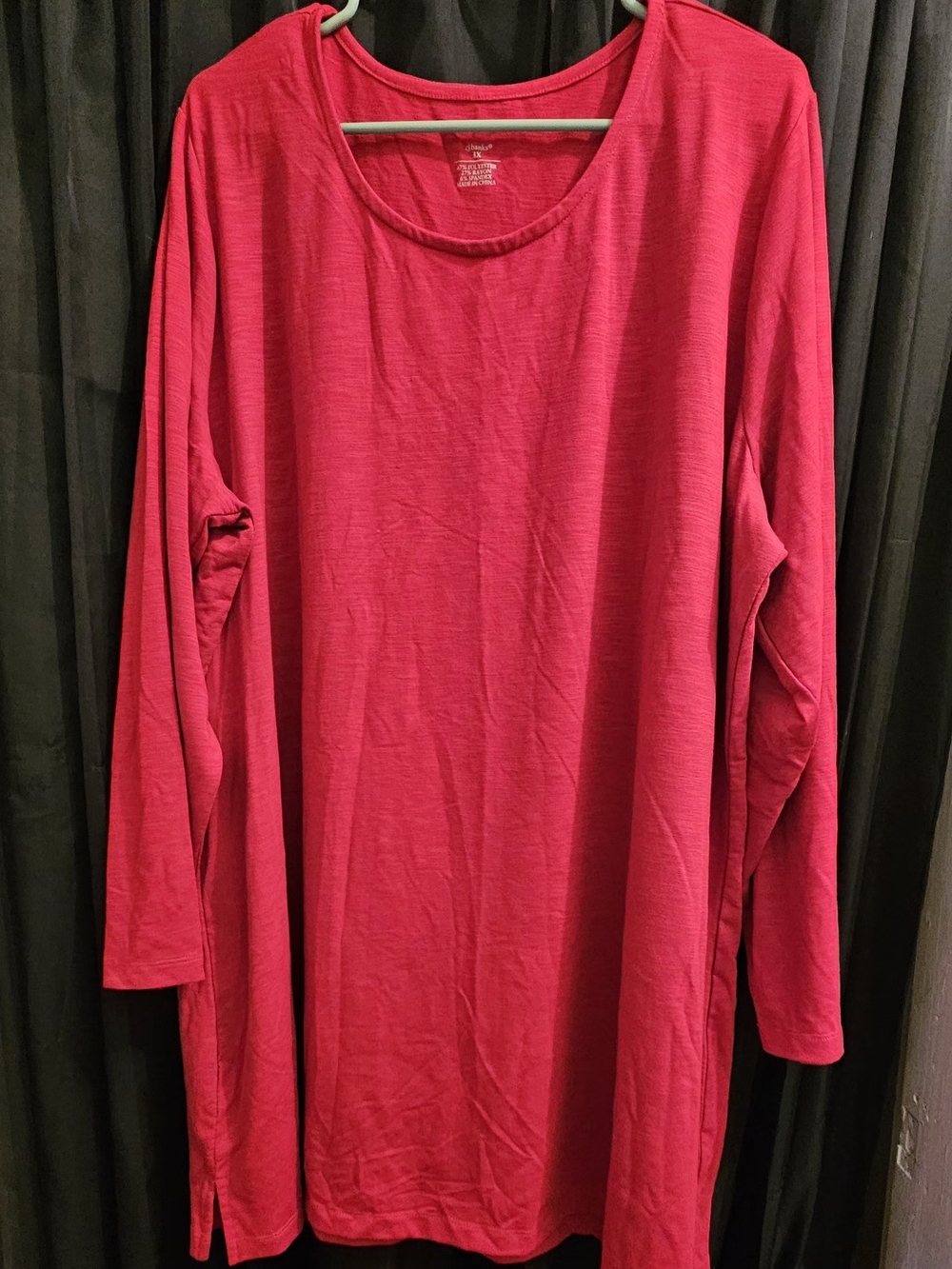 Bright Red Long Sleeve Tunic Top